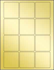 Sheet of 2.375" x 2.5" Gold Foil Inkjet labels