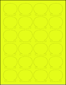 Sheet of 1.8034" x 1.5492" Fluorescent Yellow labels