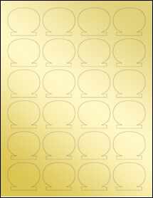 Sheet of 1.8034" x 1.5492" Gold Foil Laser labels