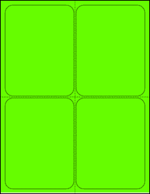 Sheet of 3.9375" x 5.1875" Fluorescent Green labels
