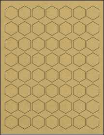 Sheet of 1" x 1.1547" Brown Kraft labels