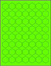 Sheet of 1" x 1.1547" Fluorescent Green labels