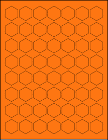 Sheet of 1" x 1.1547" Fluorescent Orange labels