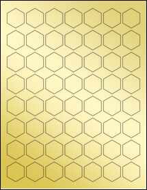 Sheet of 1" x 1.1547" Gold Foil Inkjet labels