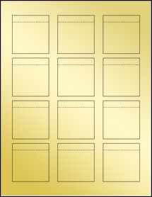 Sheet of 2.0625" x 2.15" Gold Foil Inkjet labels