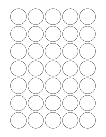 Sheet of 1.272" Circle Weatherproof Gloss Inkjet labels