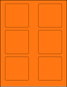 Sheet of 3" x 3" Fluorescent Orange labels