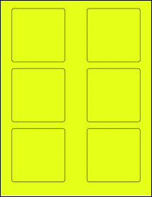 Sheet of 3" x 3" Fluorescent Yellow labels