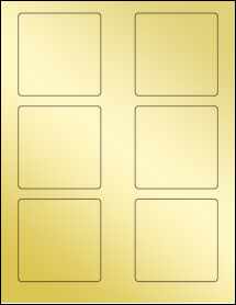 Sheet of 3" x 3" Gold Foil Laser labels