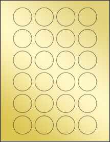 Sheet of 1.4375" Circle Gold Foil Inkjet labels
