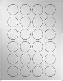 Sheet of 1.4375" Circle Silver Foil Inkjet labels