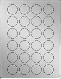 Sheet of 1.4375" Circle Weatherproof Silver Polyester Laser labels