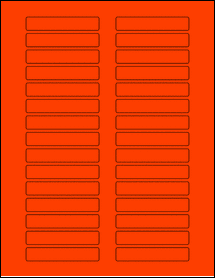 Sheet of 2.9134" x 0.5315" Fluorescent Red labels