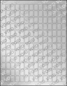Sheet of 0.5" x 0.75" Void Silver Polyester labels