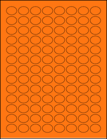 Sheet of 0.835" x 0.656" Fluorescent Orange labels