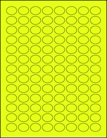 Sheet of 0.835" x 0.656" Fluorescent Yellow labels