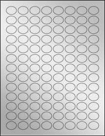 Sheet of 0.835" x 0.656" Silver Foil Inkjet labels