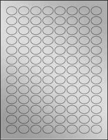 Sheet of 0.835" x 0.656" Weatherproof Silver Polyester Laser labels