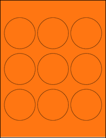 Sheet of 2.5" Circle Fluorescent Orange labels