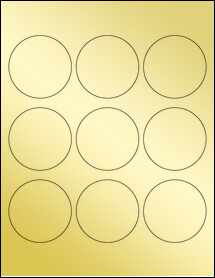 Sheet of 2.5" Circle Gold Foil Laser labels