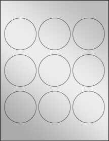 Sheet of 2.5" Circle Silver Foil Laser labels
