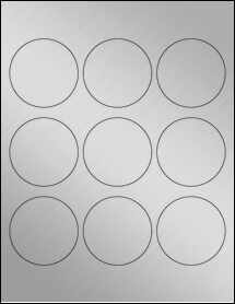 Sheet of 2.5" Circle Weatherproof Silver Polyester Laser labels