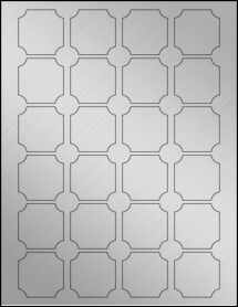 Sheet of 1.625" x 1.625" Weatherproof Silver Polyester Laser labels
