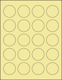 Sheet of 1.67" Circle Pastel Yellow labels