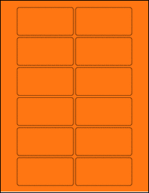 Sheet of 3.24" x 1.6" Fluorescent Orange labels