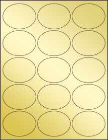 Sheet of 2.625" x 2" Gold Foil Inkjet labels