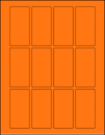 Sheet of 1.6" x 3.2" Fluorescent Orange labels