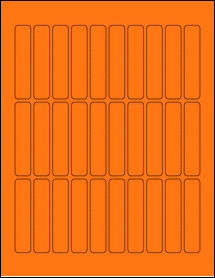 Sheet of 0.625" x 2.9375" Fluorescent Orange labels