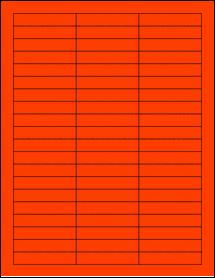 Sheet of 2.5" x 0.5" Fluorescent Red labels