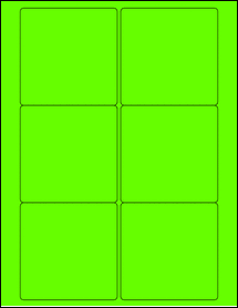 Sheet of 3.5" x 3.5" Fluorescent Green labels