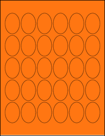 Sheet of 1.1875" x 1.6875" Fluorescent Orange labels