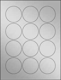 Sheet of 2.25" Circle Weatherproof Silver Polyester Laser labels