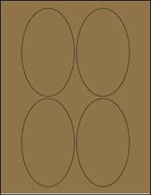 Sheet of 3" x 5" Brown Kraft labels