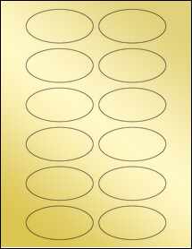 Sheet of 3" x 1.5" Oval Gold Foil Inkjet labels
