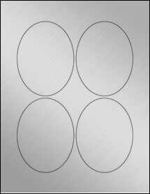 Sheet of 3.25" x 4.25" Oval Weatherproof Silver Polyester Laser labels