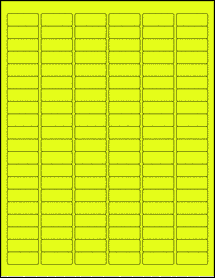 Sheet of 1.25" x 0.5" Fluorescent Yellow labels