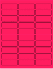 Sheet of 2.569" x 0.875" Fluorescent Pink labels