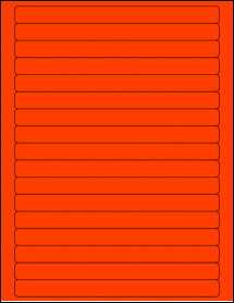 Sheet of 7.5" x 0.625" Fluorescent Red labels