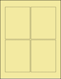 Sheet of 3.5" x 4.5" Pastel Yellow labels