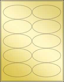 Sheet of 3.9375" x 1.9375" Oval Gold Foil Inkjet labels