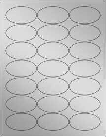 Sheet of 2.5" x 1.38" Oval Weatherproof Silver Polyester Laser labels