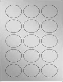 Sheet of 2.1875" x 1.75" Weatherproof Silver Polyester Laser labels