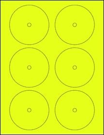 Sheet of 3.25" x 3.25" Fluorescent Yellow labels
