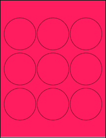 Sheet of 2.57" Circle Fluorescent Pink labels