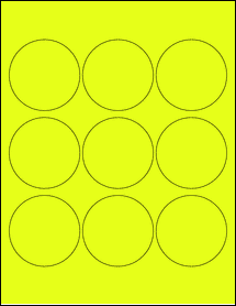 Sheet of 2.57" Circle Fluorescent Yellow labels