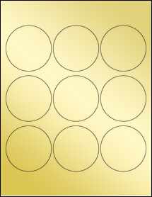 Sheet of 2.57" Circle Gold Foil Inkjet labels
